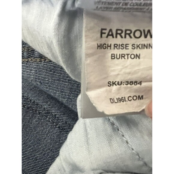 DL1961 Farrow High Rise Skinny Jean Women's 25 Burton Blue 5-Pocket Chewed Hem - Picture 11 of 11